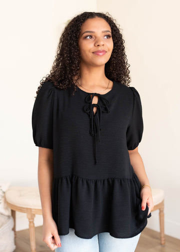 Sirena Black Tiered Blouse
