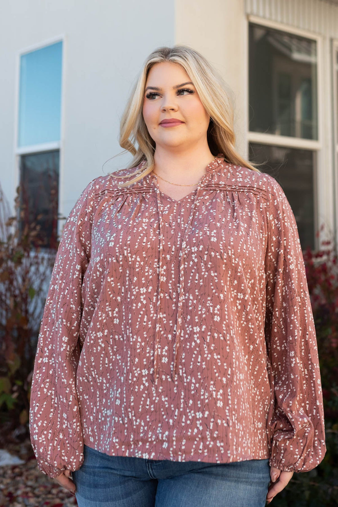Apryl Marsala Floral Blouse