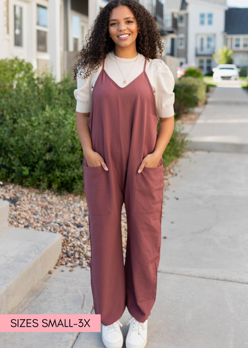 Dana Mahogany Woven Overalls