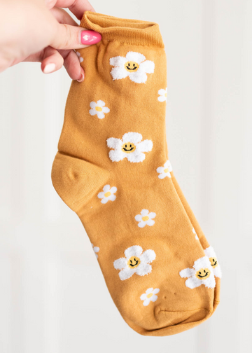 Deanna Orange Flower Socks