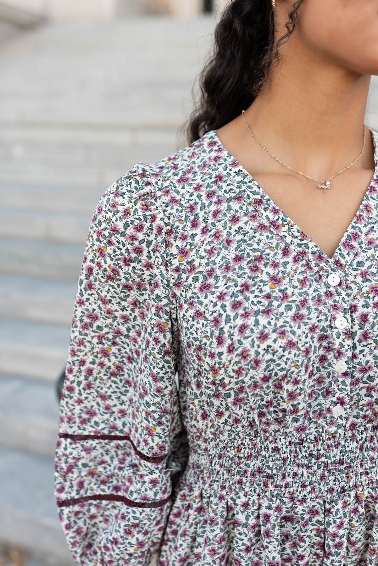 Delainey Burgundy Floral Dress