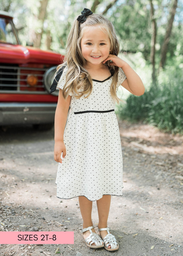 Dottie Ivory Polka Dot Little Girl Dress