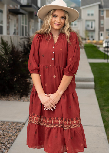 Edina Dark Terracotta Dress