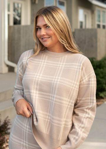 Ella Taupe Plaid Sweater