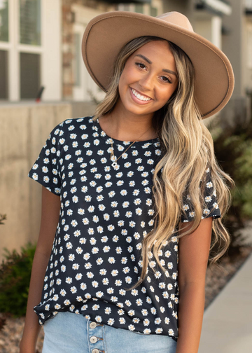 Elle Black Floral Top