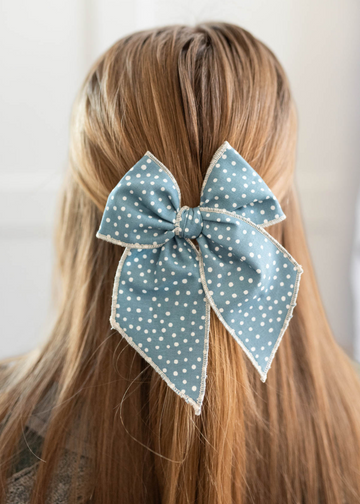 Elle Slate Dotted Bow