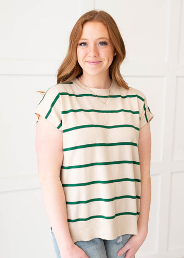 Elowen Green Stripe Sweater