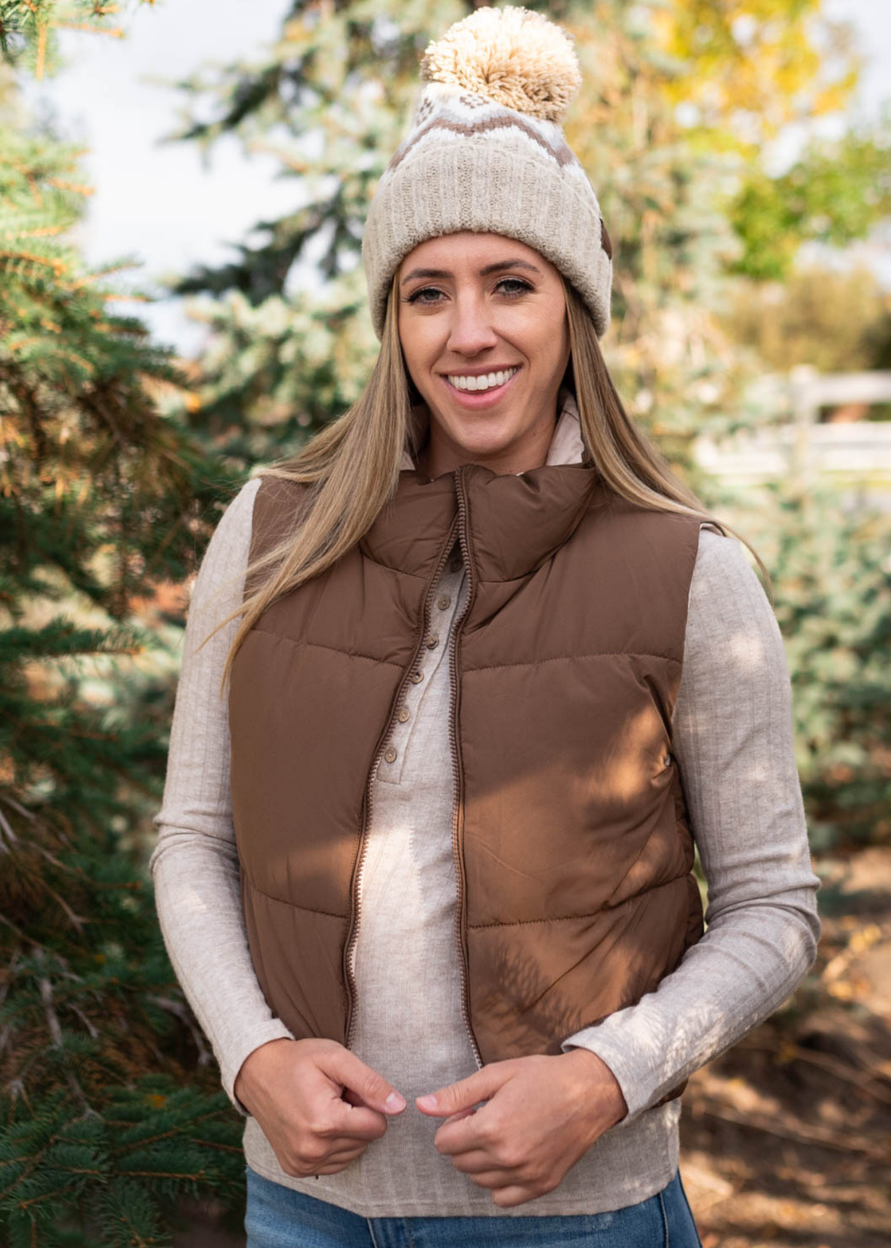 Evy Cocoa Reversible Puff Vest