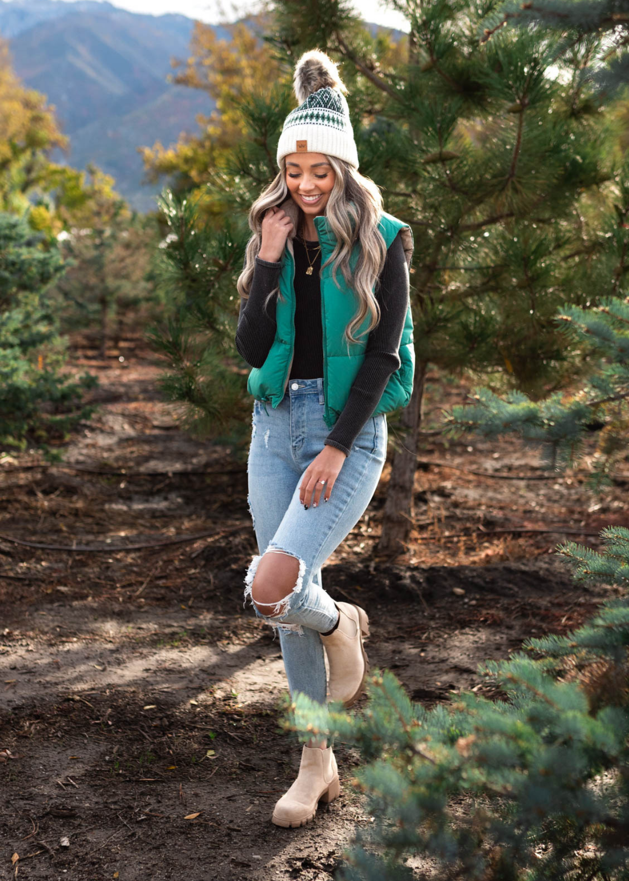 Evy Green Reversible Puff Vest