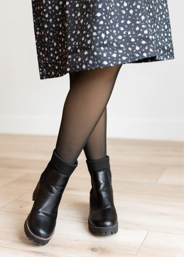 Fleece Lined Black Sheer Leggings