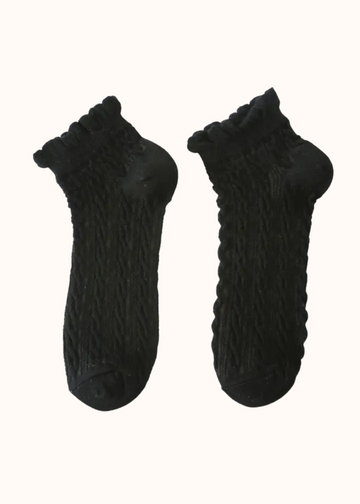 Frankie Black Textured Socks