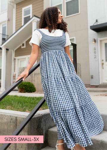 Glory Navy Gingham Dress
