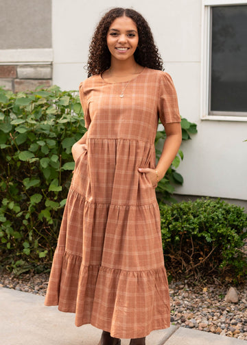 Haley Cinnamon Plaid Dress
