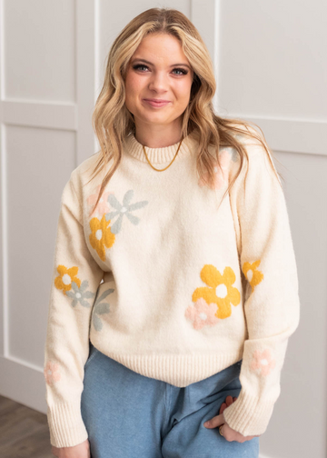 Halie Cream Floral Sweater