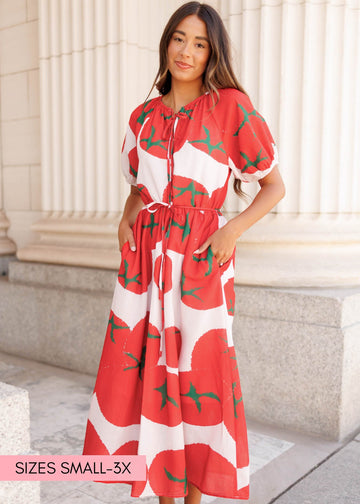 Hanna Red Pattern Dress