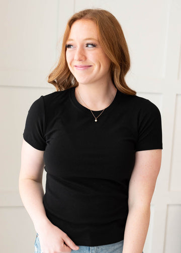 Harley Black Ribbed Knit Top