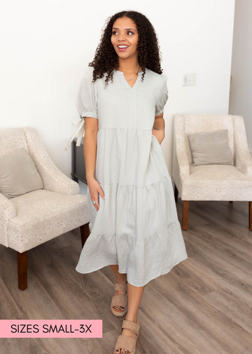Harper Light Blue Tiered Dress