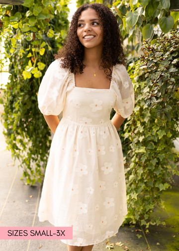 India Cream Floral Dress