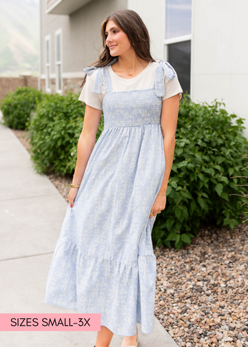 Indiana Blue Embroidered Dress