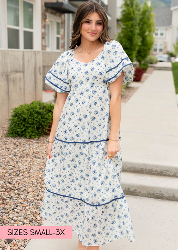 Irene Cream Floral Pattern Dress