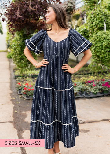 Irene Navy Floral Pattern Dress