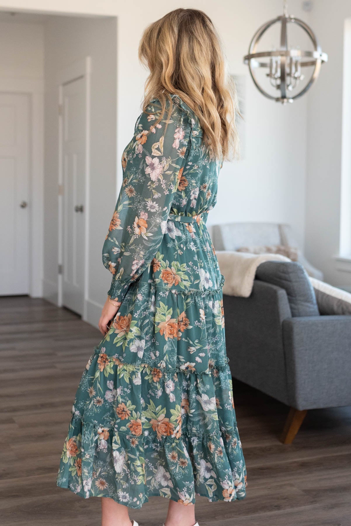 Isabelle Dark Green Floral Dress