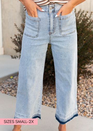 Ivie Light Denim Raw Hem Pants