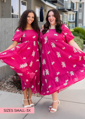 Jacie Fuchsia Embroidered Dress