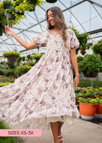 Janae Cream Floral Smocked Dress