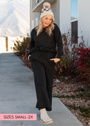 Janie Black Textured Lounge Set