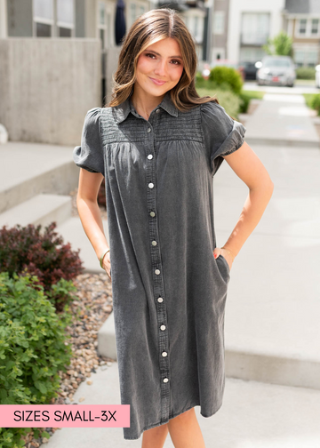Jaycee Black Button Down Dress