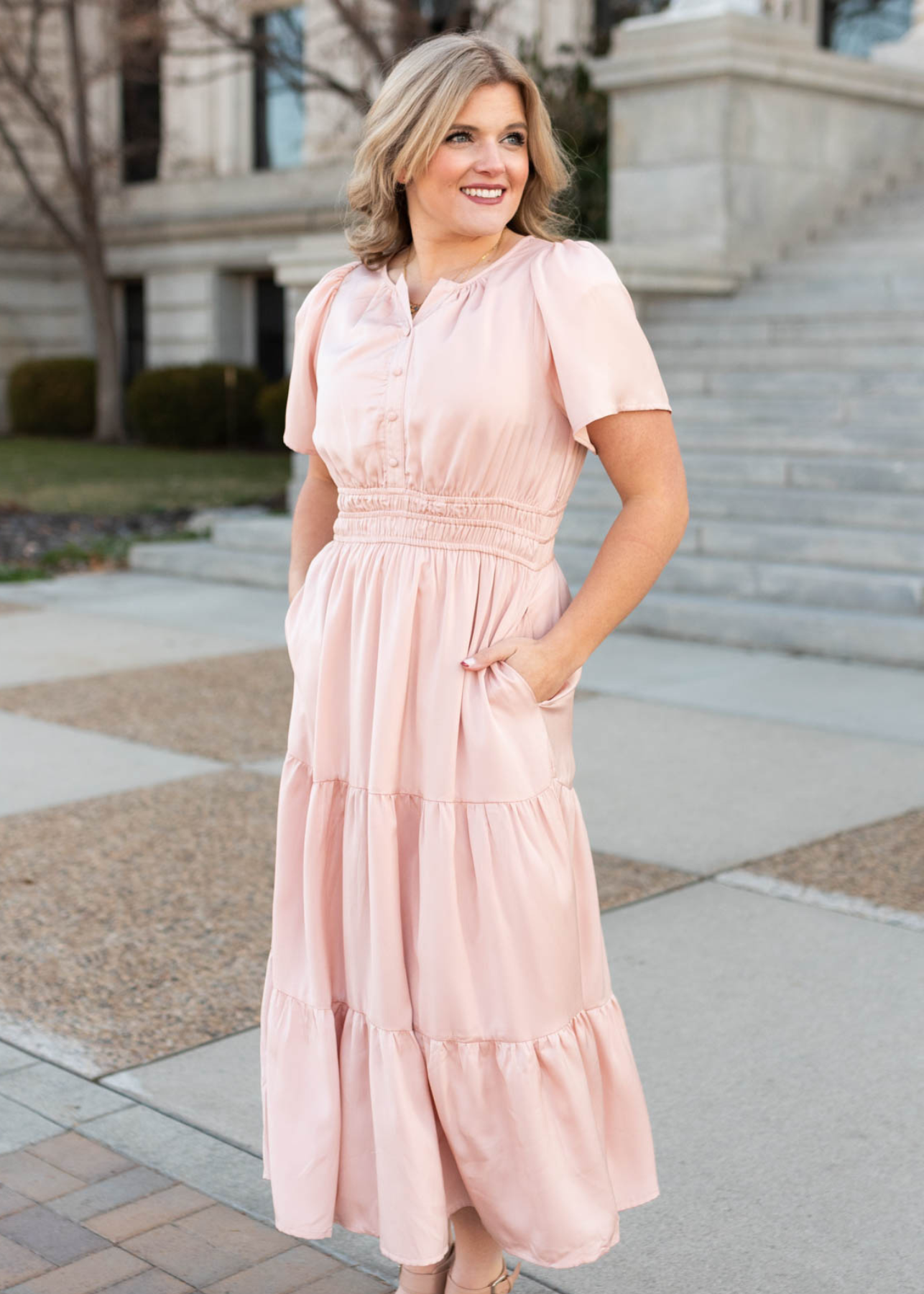 Jaycee Blush Tiered Dress