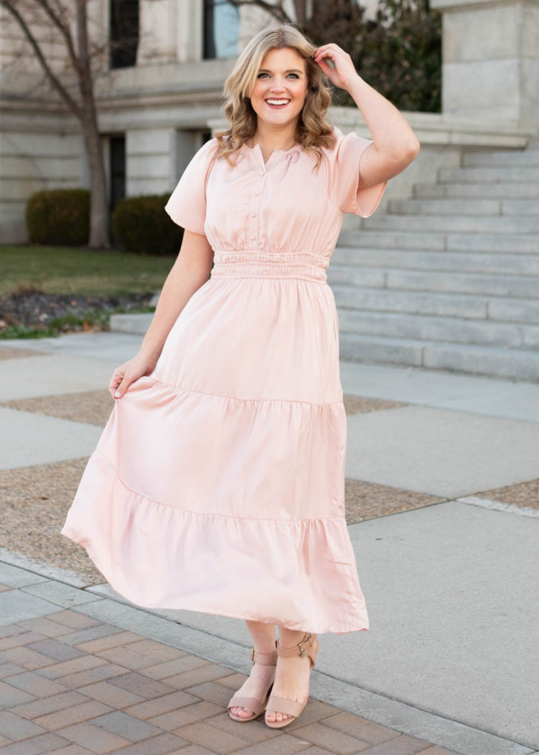 Jaycee Blush Tiered Dress