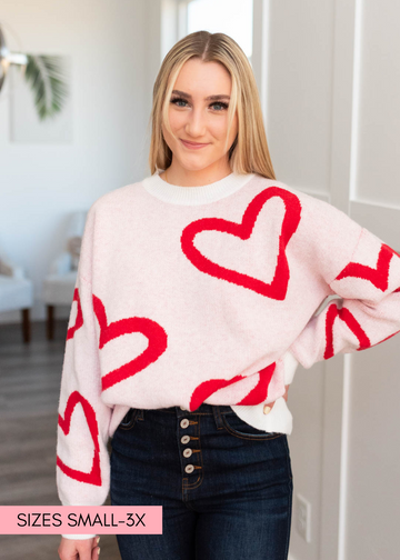 Jaylie Red Heart Sweater
