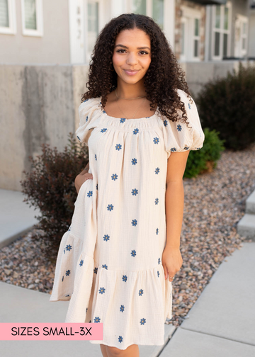 Jenelle Natural Embroidered Dress
