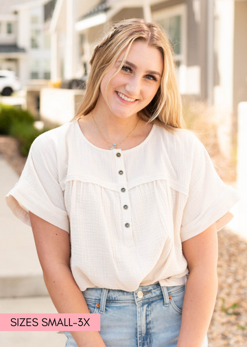 Jeralyn Cream Button Top