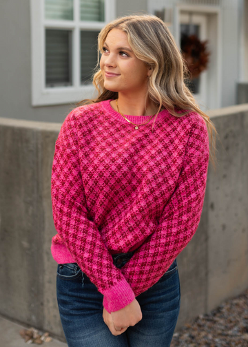 Jolina Pink Pattern Sweater