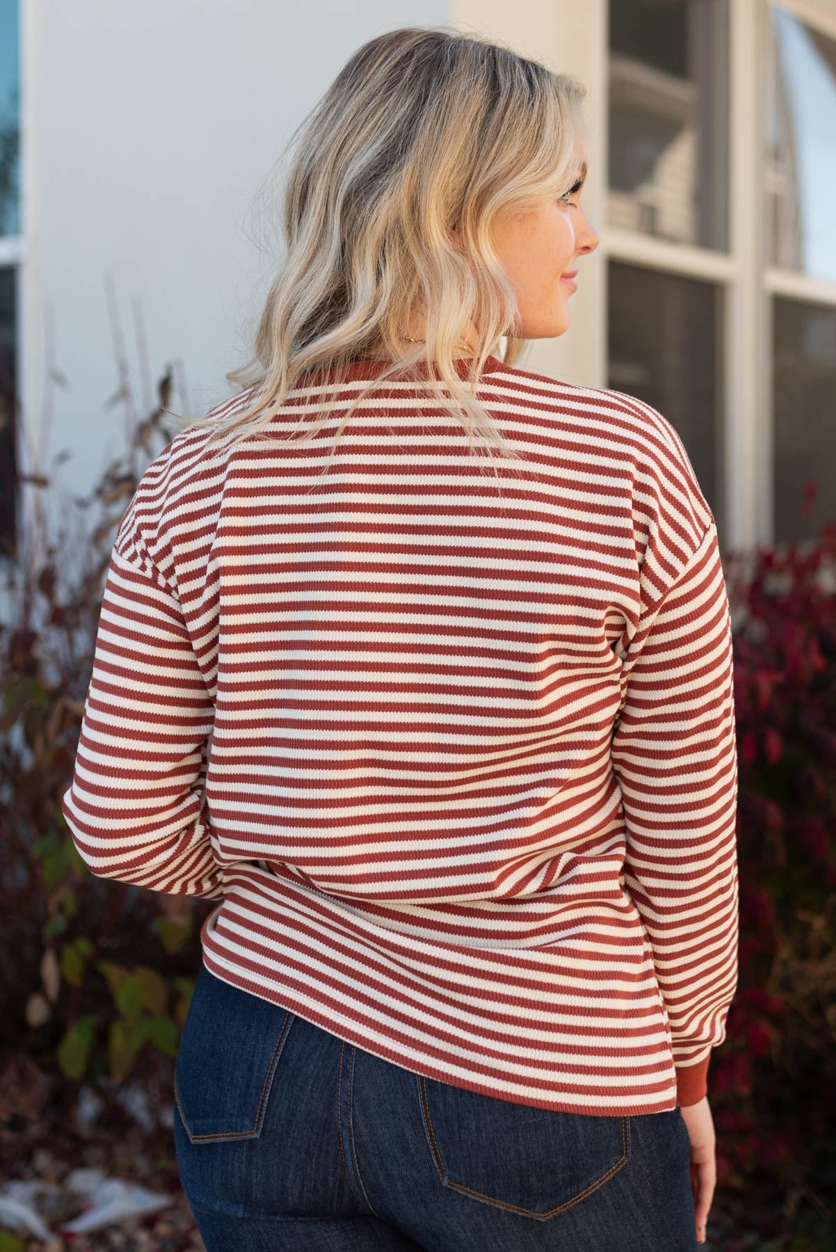 Julianna Rust Striped Top