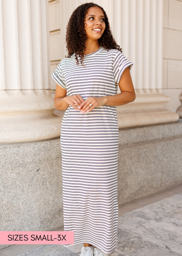 Kaelin Black Striped T-Shirt Dress