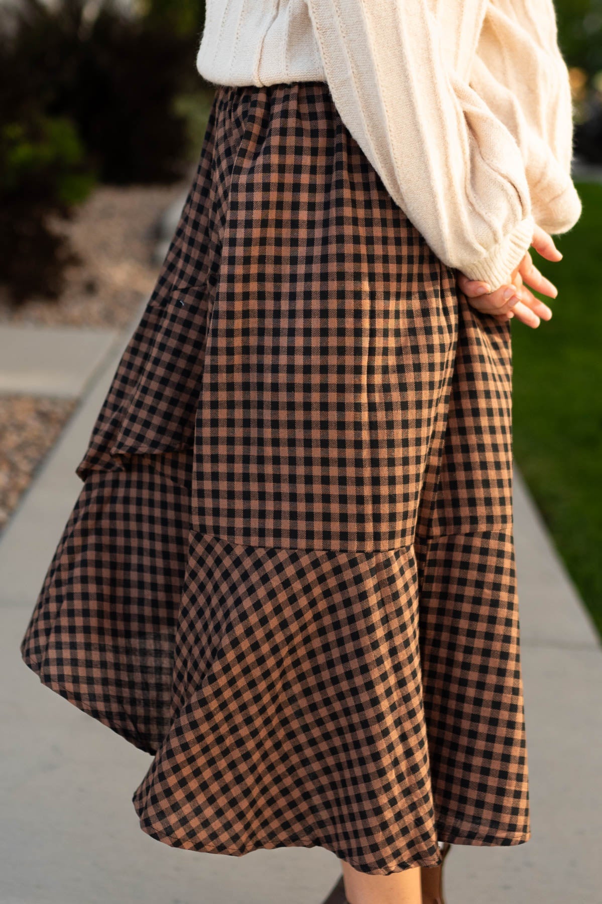 Kamila Mocha Plaid Skirt