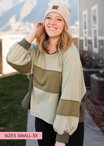 Kamren Olive Block Pullover