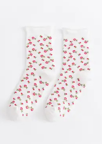 Jolene White Flower Socks