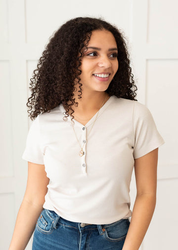 Kari Oatmeal Ribbed Top