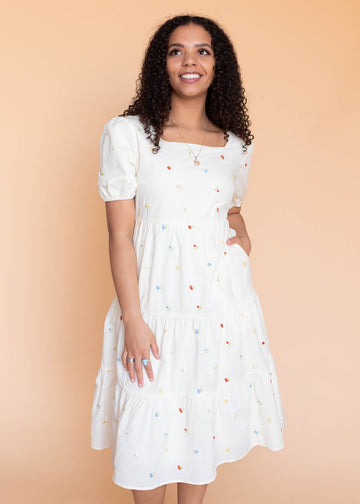 Karolyn Cream Floral Embroidered Dress