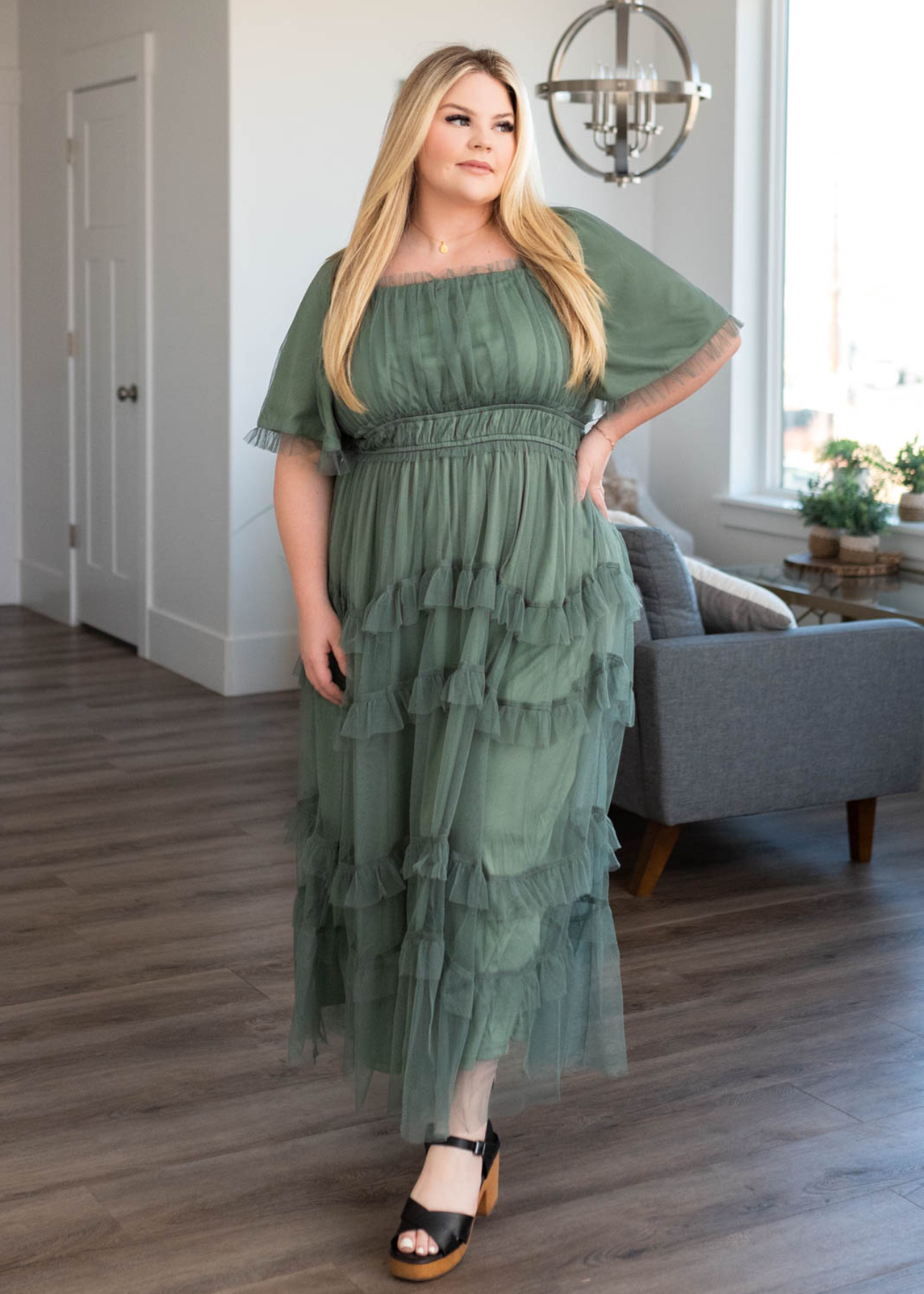 Kathryn Dusty Teal Maxi Dress
