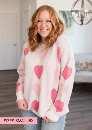 Kaylie Pink Heart Sweater