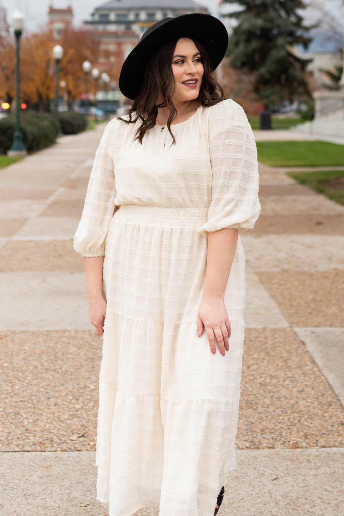Kiah Cream Glitter Maxi Dress