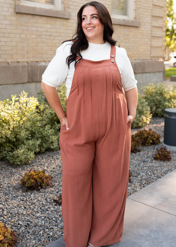 Kim Rust Wide Leg Overalls