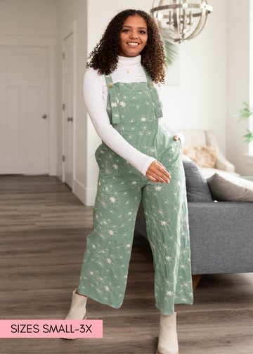 Krista Green Embroidered Overalls