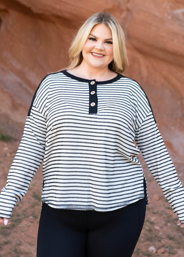 Kyla Black Striped Top